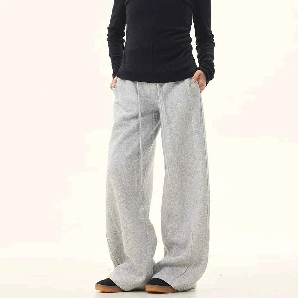 Gray Baggy Drawstring Casual Sweatpants