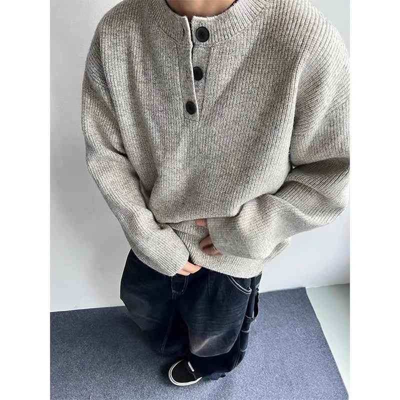 Plush Luxury Button Casual Long Sleeve Knit Sweater