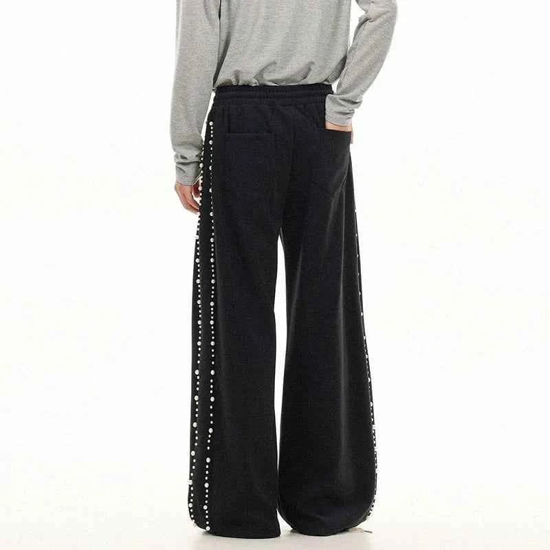 Trendy Pearl Decoration Hip Hop Sweatpants