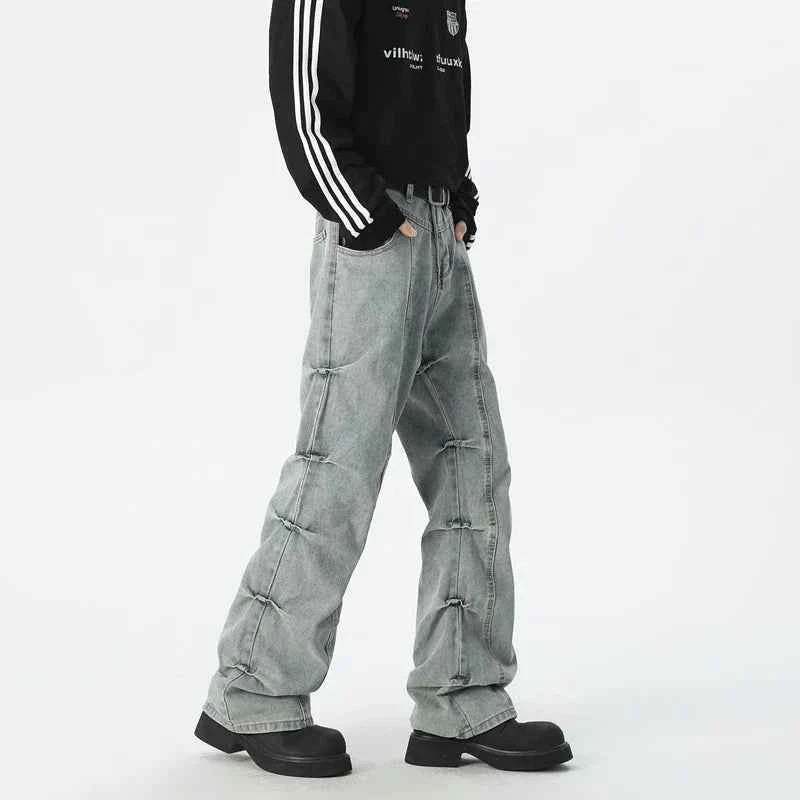 Vintage Hip Hop Pleated Denim Jeans