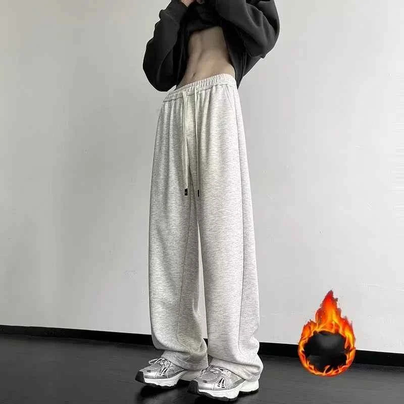 Casual Solid Color Baggy Fleece Sweatpants