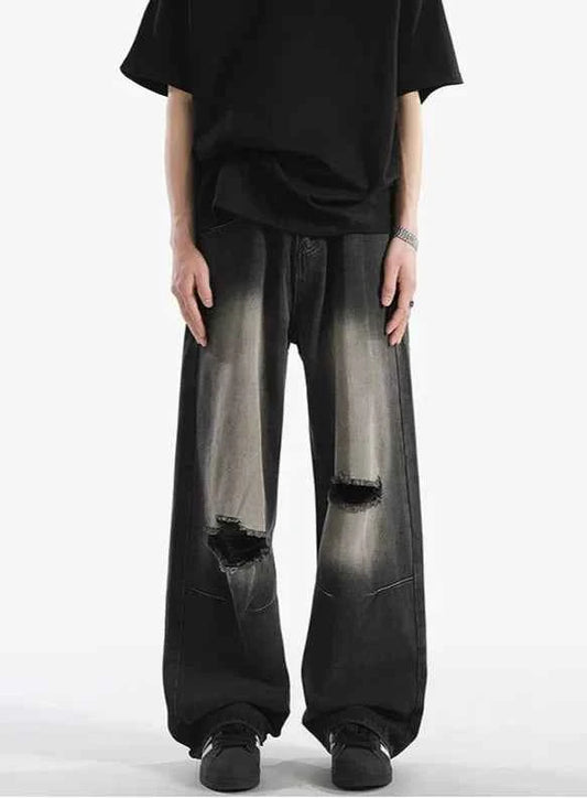 Versatile Streetwear High Waist Ripped Black Jeans