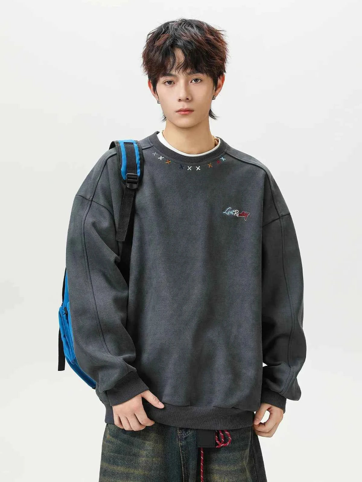 High-Quality Y2K Suede Crewneck Sweatshirt