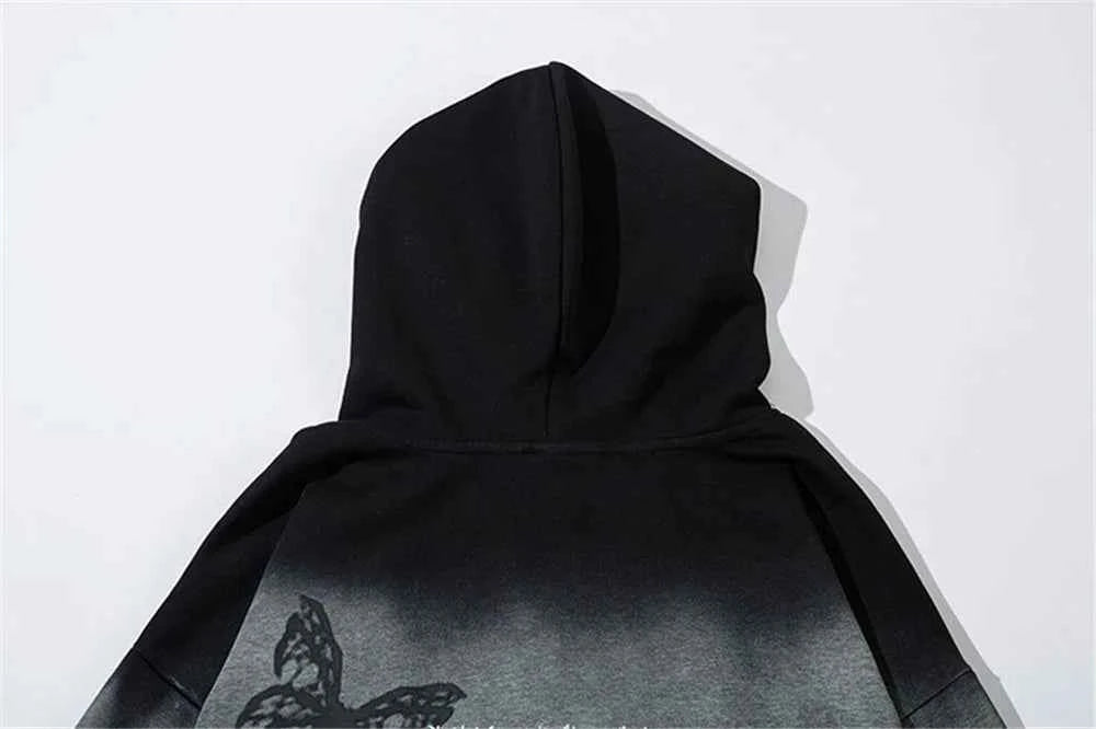 Effortless Streetwear Star Graphic Black Washed Hoodie