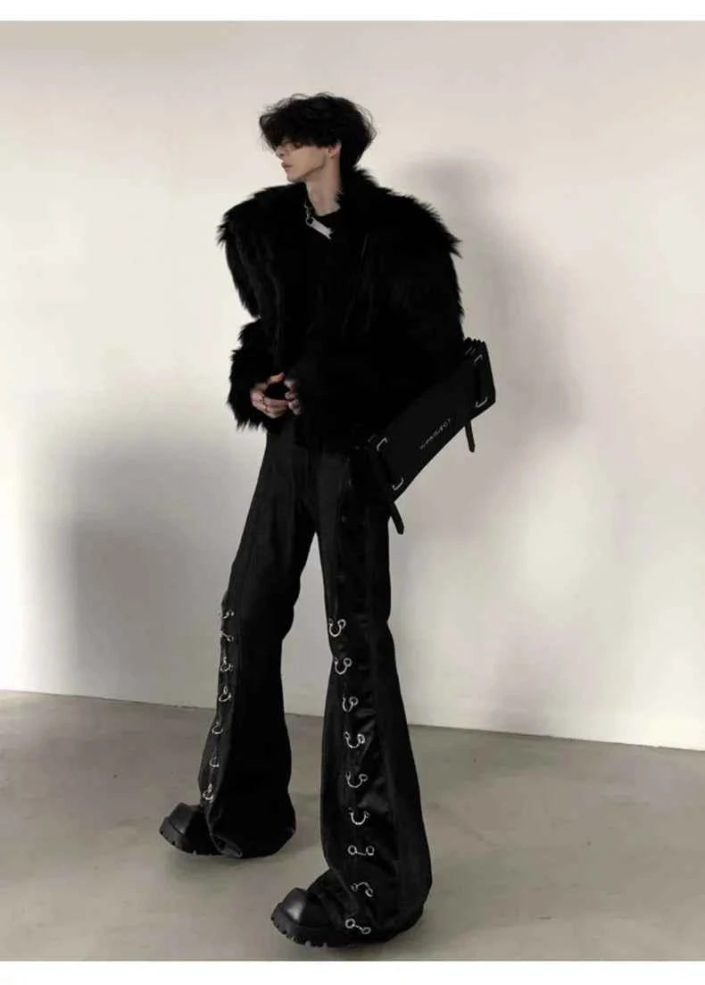 Streetwear Luxury Thick Black Faux Fur JAcket