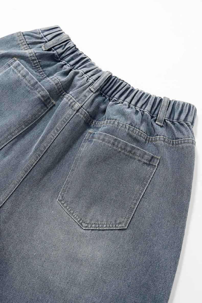 Vintage Distressed With Scarf Washed Denim Jeans