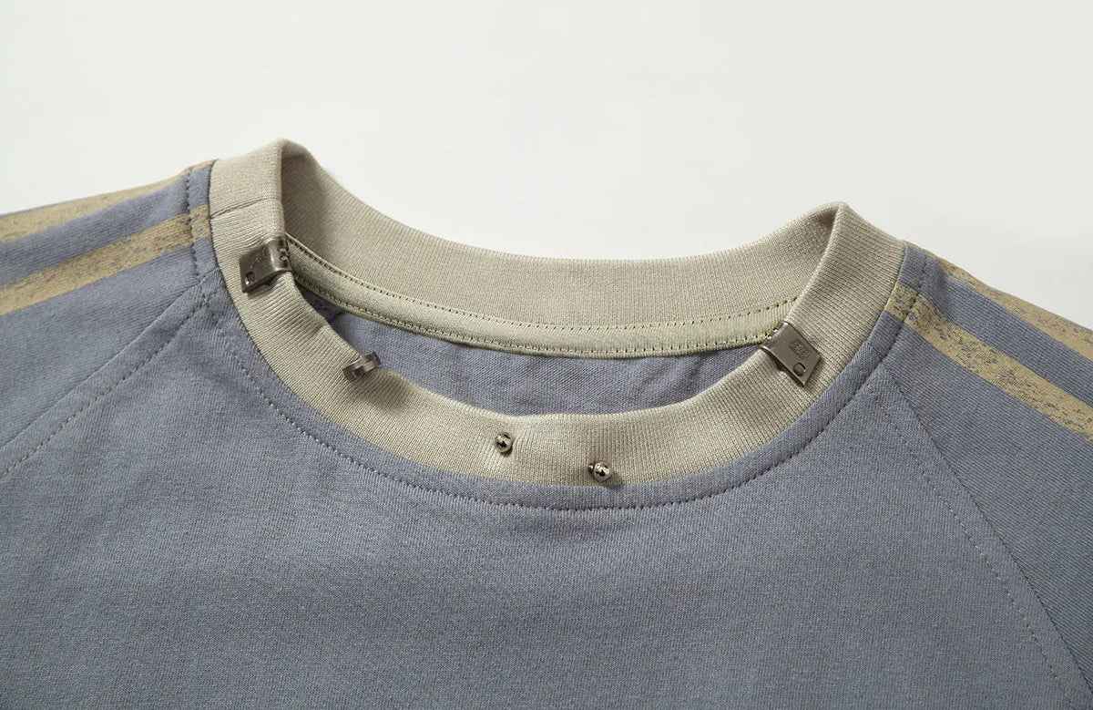 Y2K Casual Loose Fit Embroidery Stripe T-Shirt