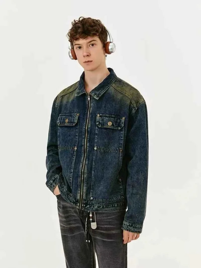 Streetwear American Style Old Washed Denim Jacket