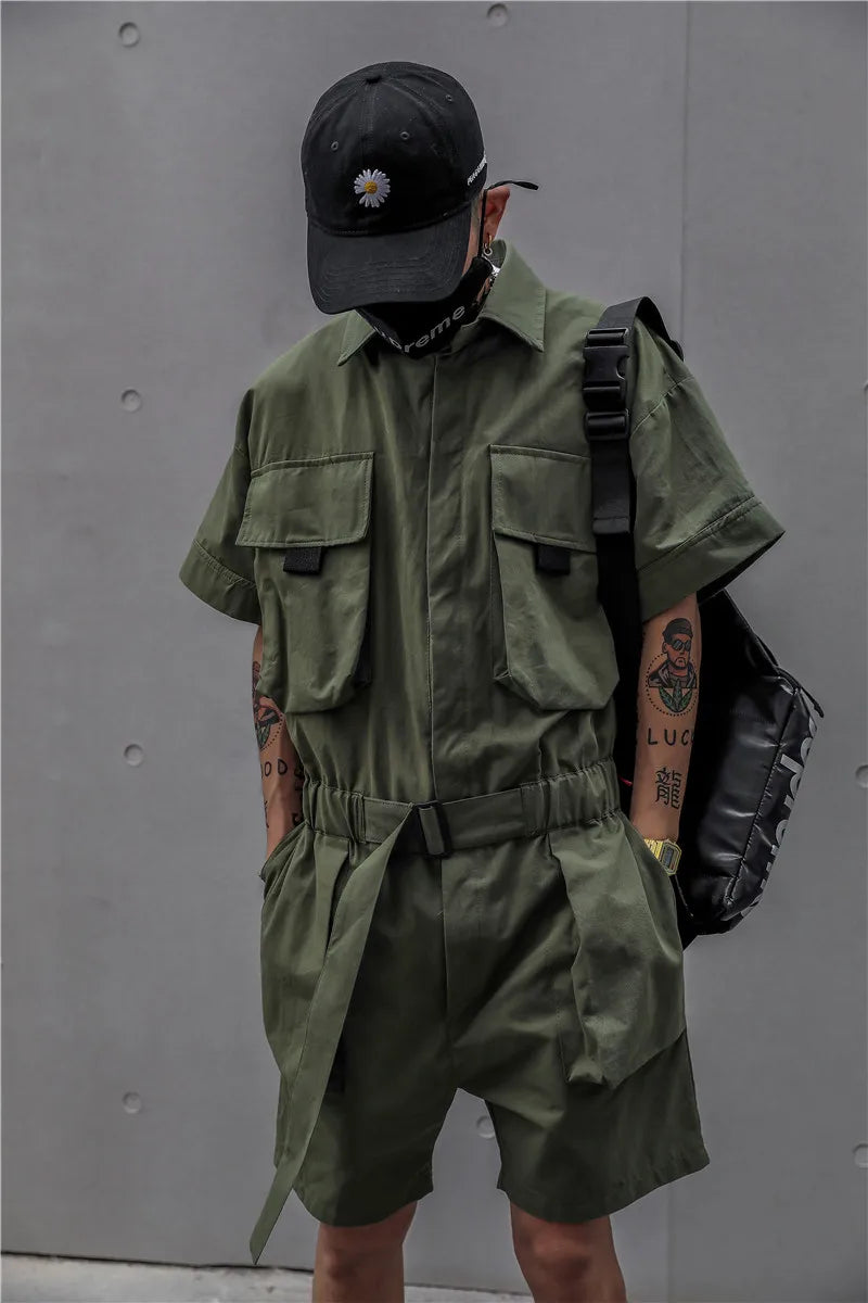 One Piece Tie Waist Belt Jumpsuit