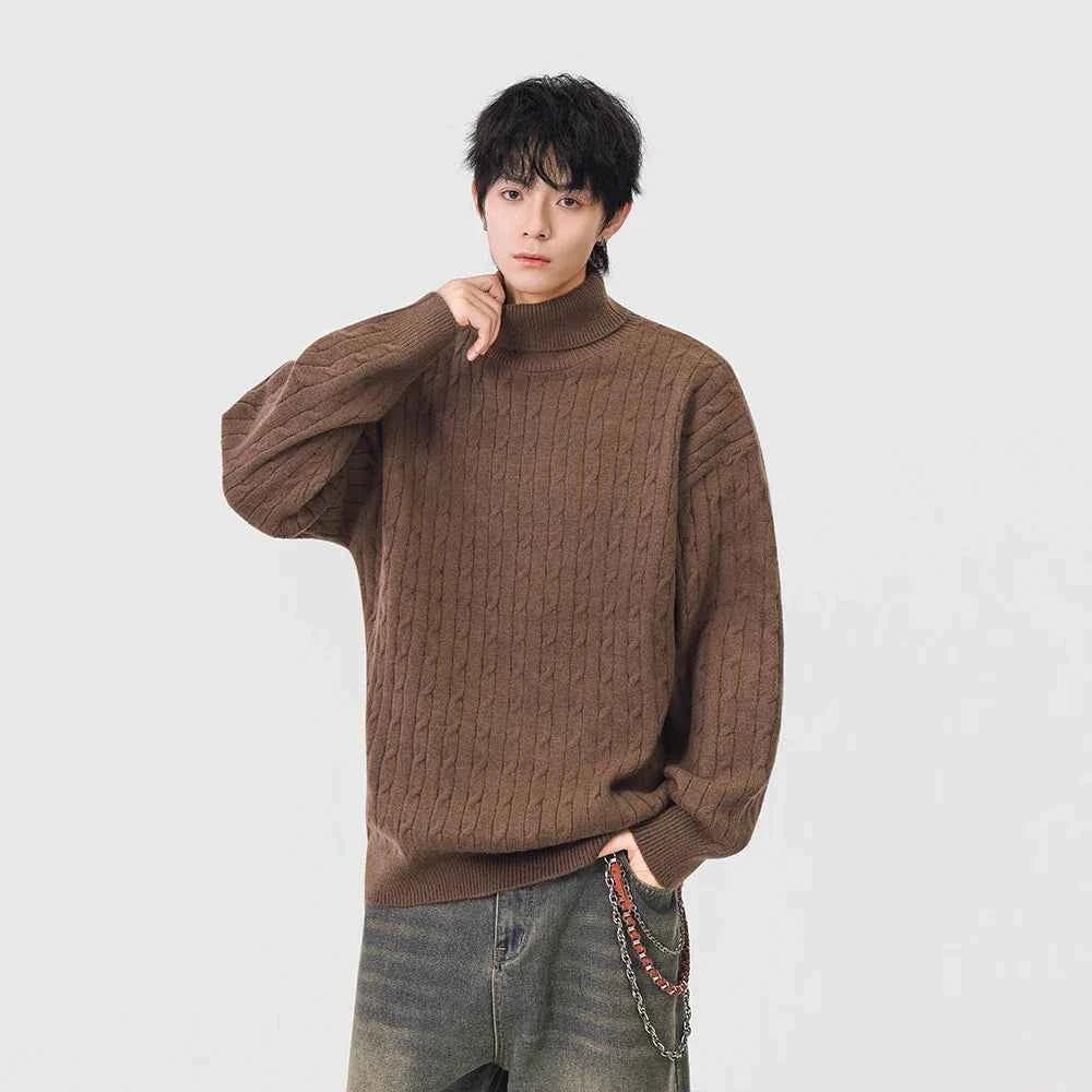 Cozy Cable Knit High Neck Turtleneck Sweater