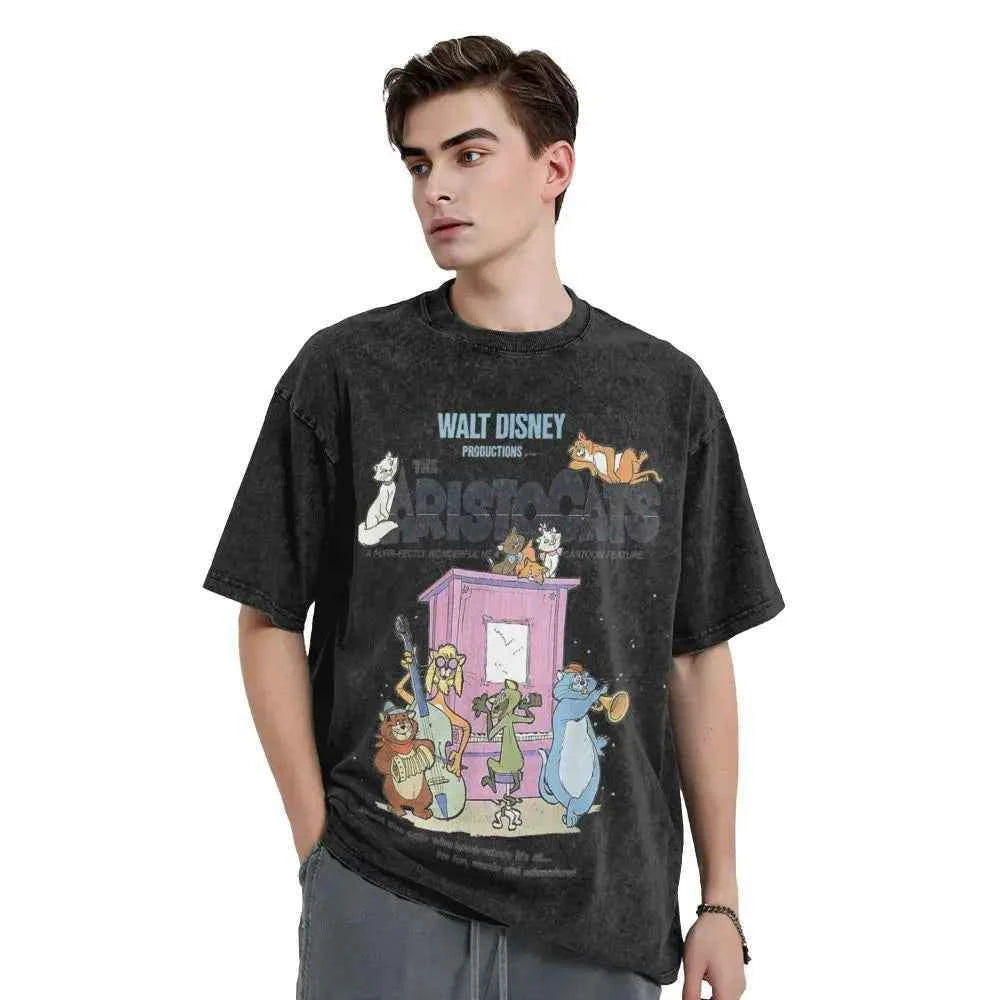 Aristocats Piano Print Crewneck Cotton T-Shirt