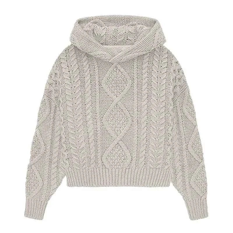 Streetwear Cozy Knitted Hip Hop Hooded Sweater