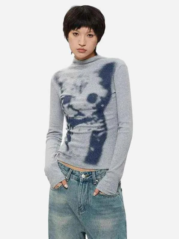 Insulated Cat Print Long Sleeve T-Shirt