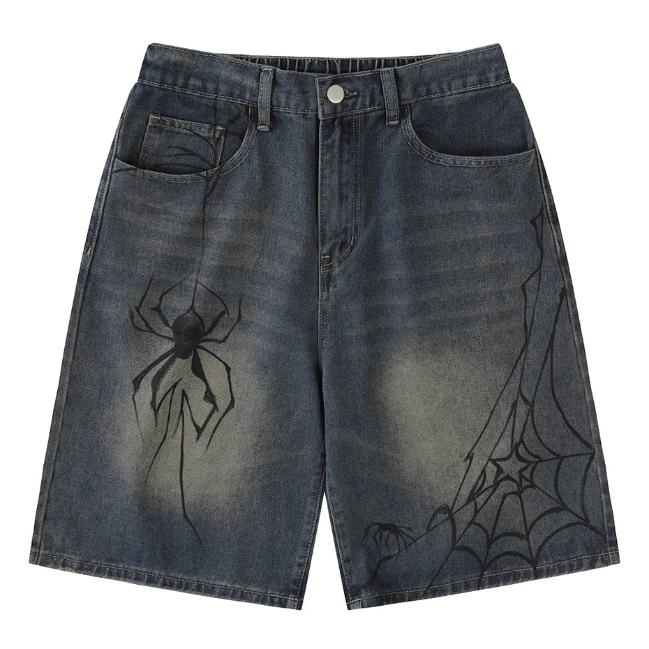 Spider Cobweb Printed Fashion Streetwear Shorts