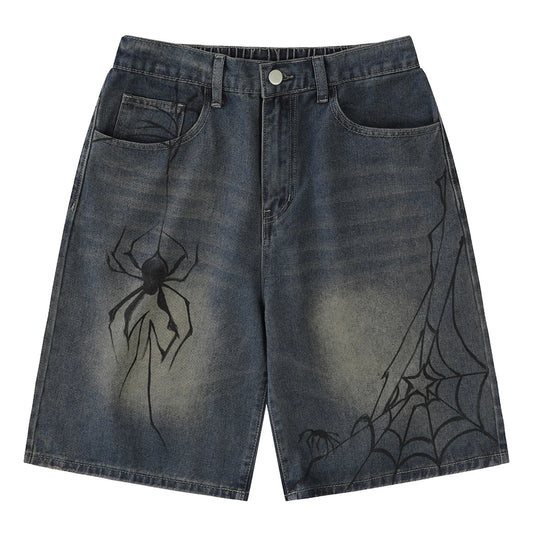 Spider Cobweb Printed Fashion Streetwear Shorts