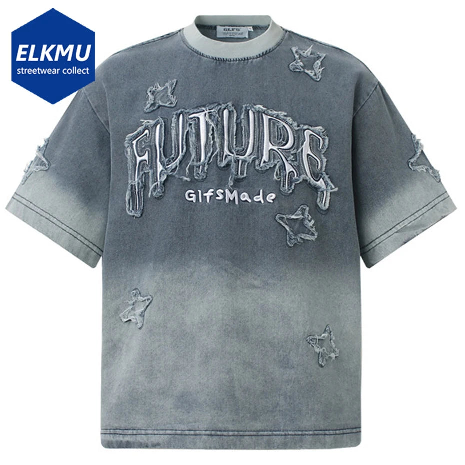Star Patchwork Streetwear Oversized T-shirts