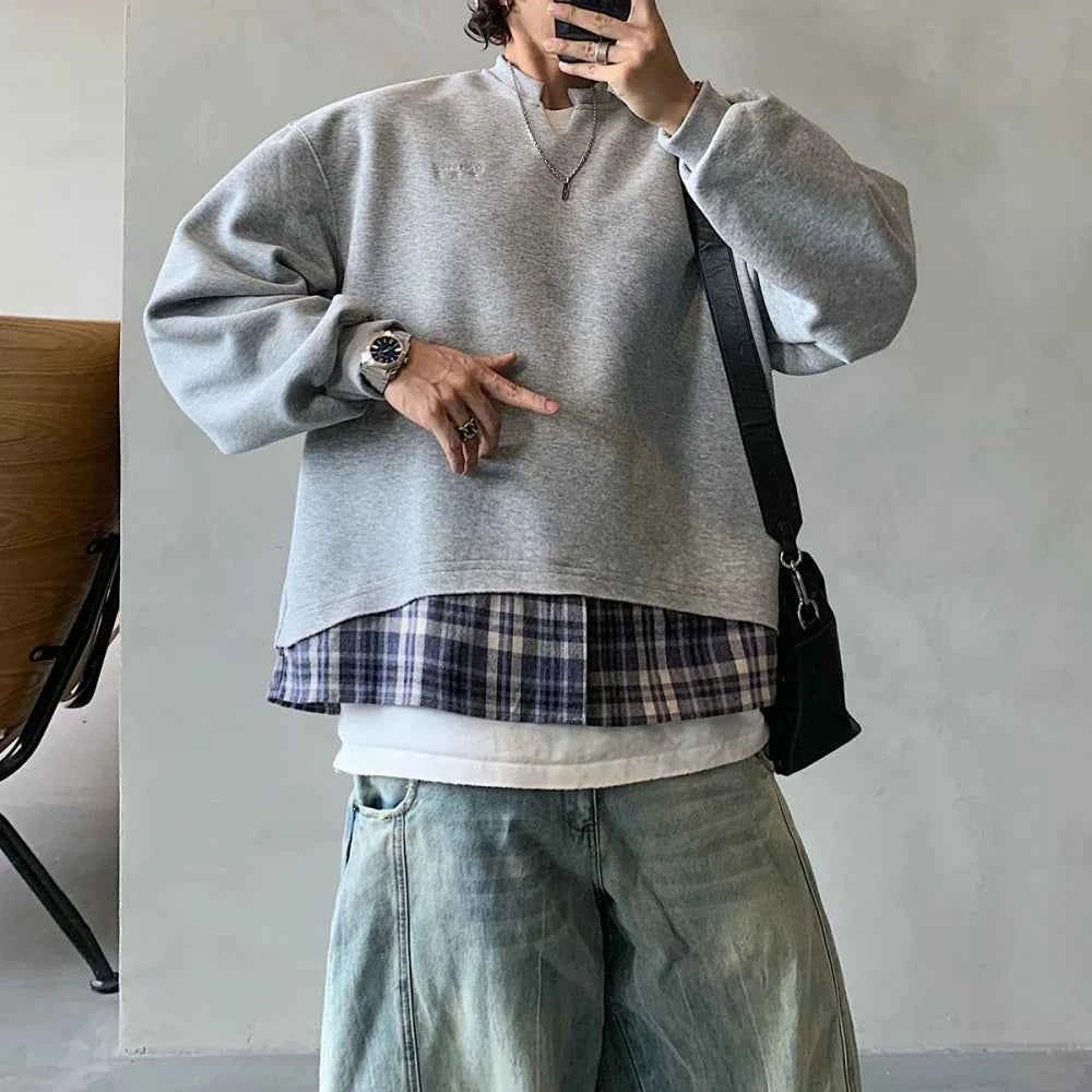 Vintage Oversized Two Piece Layered Casual Sweatshirt