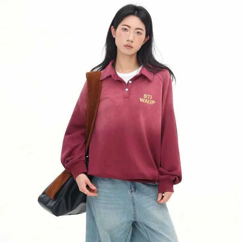 Comfortable Red Letter Print Stylish Sweatshirt
