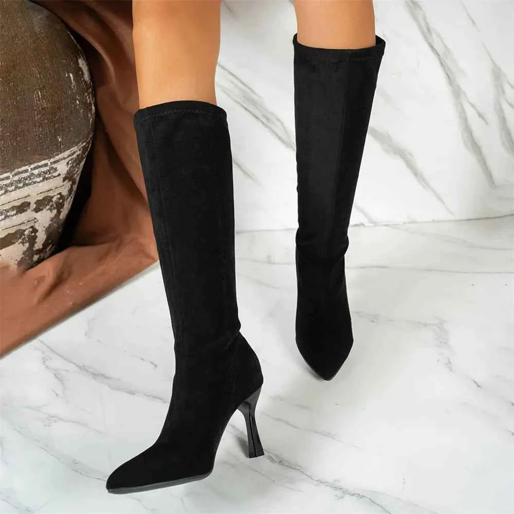 Elegant Toe Stretch Thin High Heels Boots