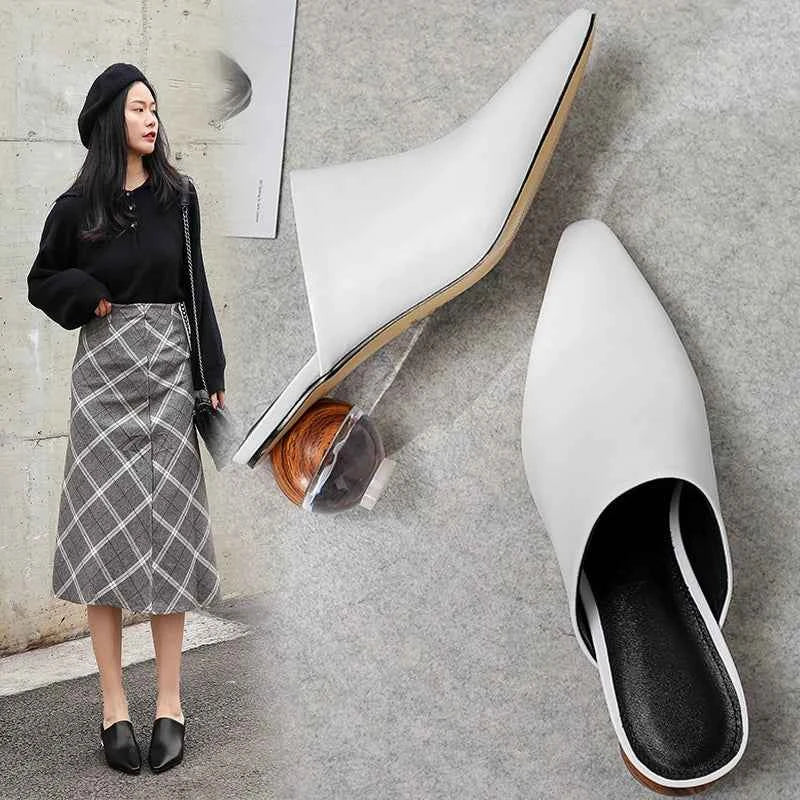 LUW European Edition Muller Shoes - Luxury "Baotou" Half-Supported Outdoor Mules