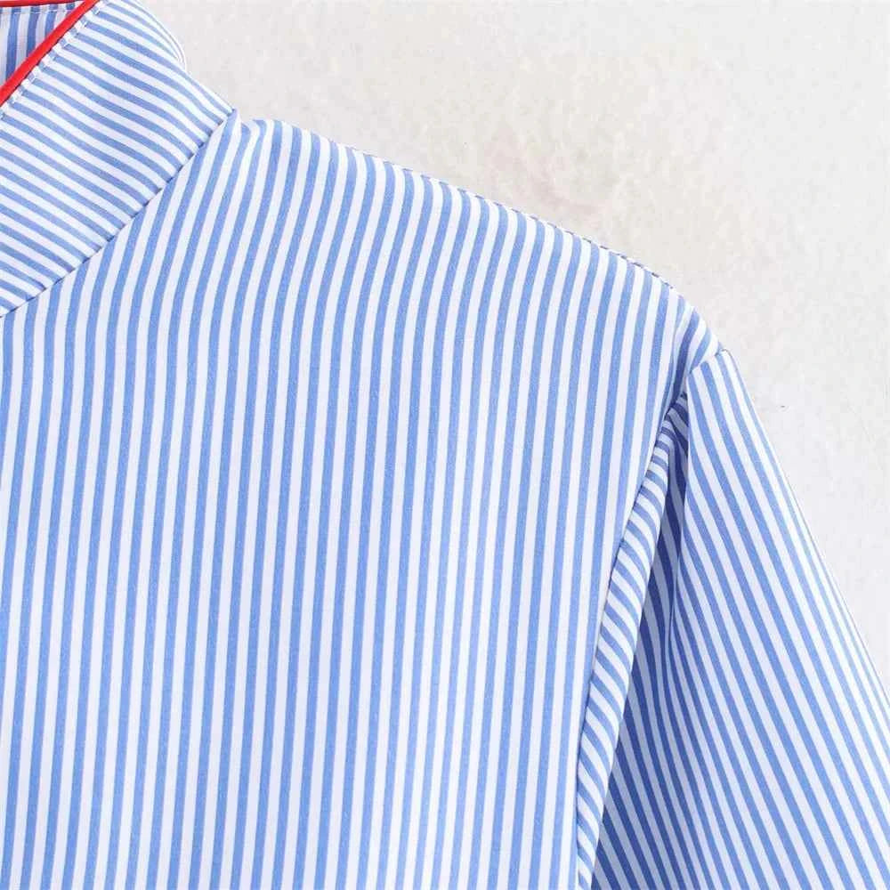 Breathable Striped Love Patch Zipper Shirt