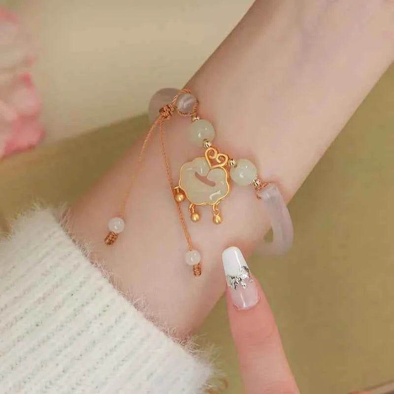 Luxury Vintage Imitation Jade Beaded Bracelet