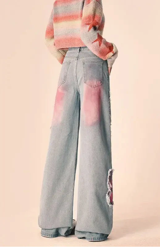 Vintage Butterfly Embroidered Spring Jeans - Luxuryurbanwear