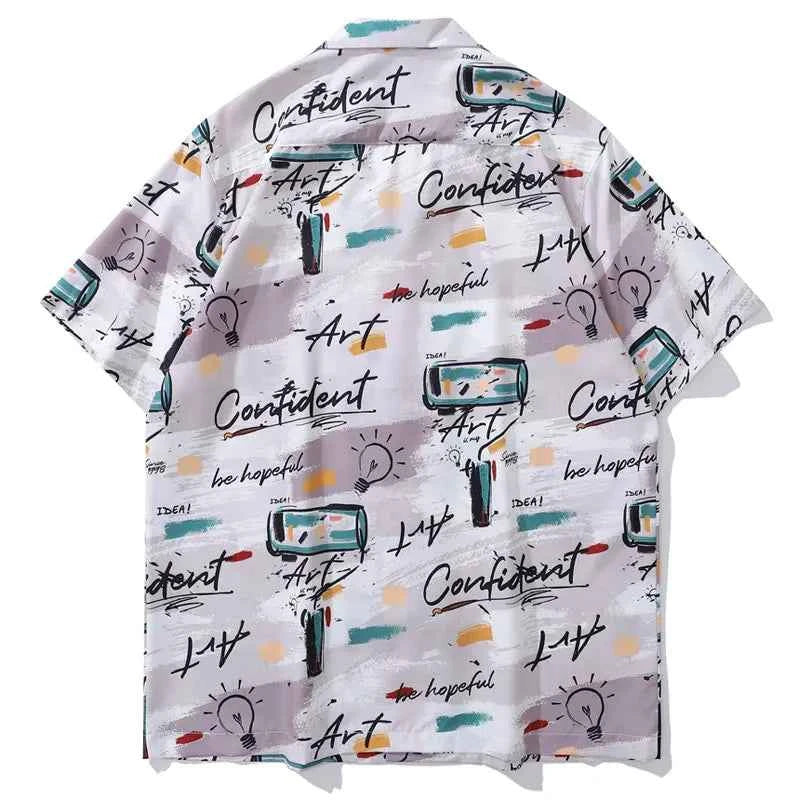Unique Graffiti Flexible Short Sleeve Beach Shirt