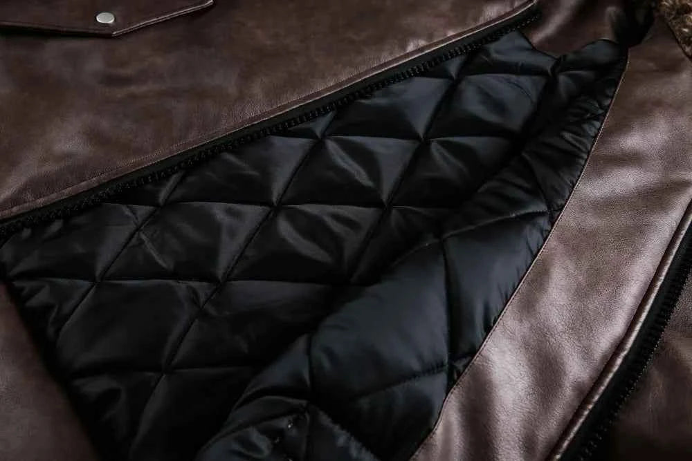 Retro High Street Sherpa Fur Collar Leather Jacket