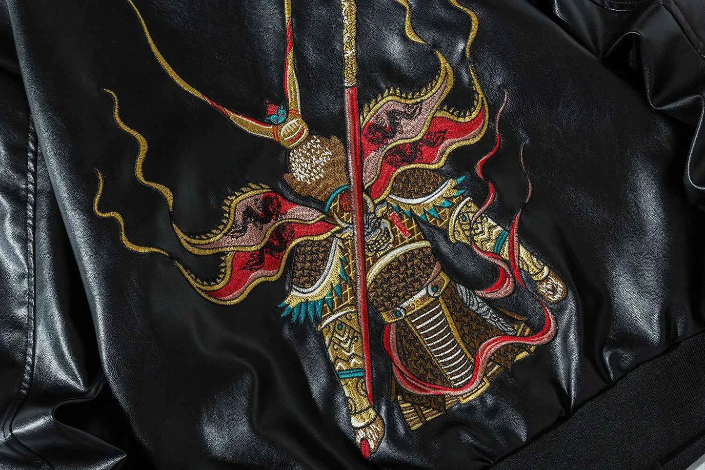Autumn Yokosuka Embroidered Leather Jacket