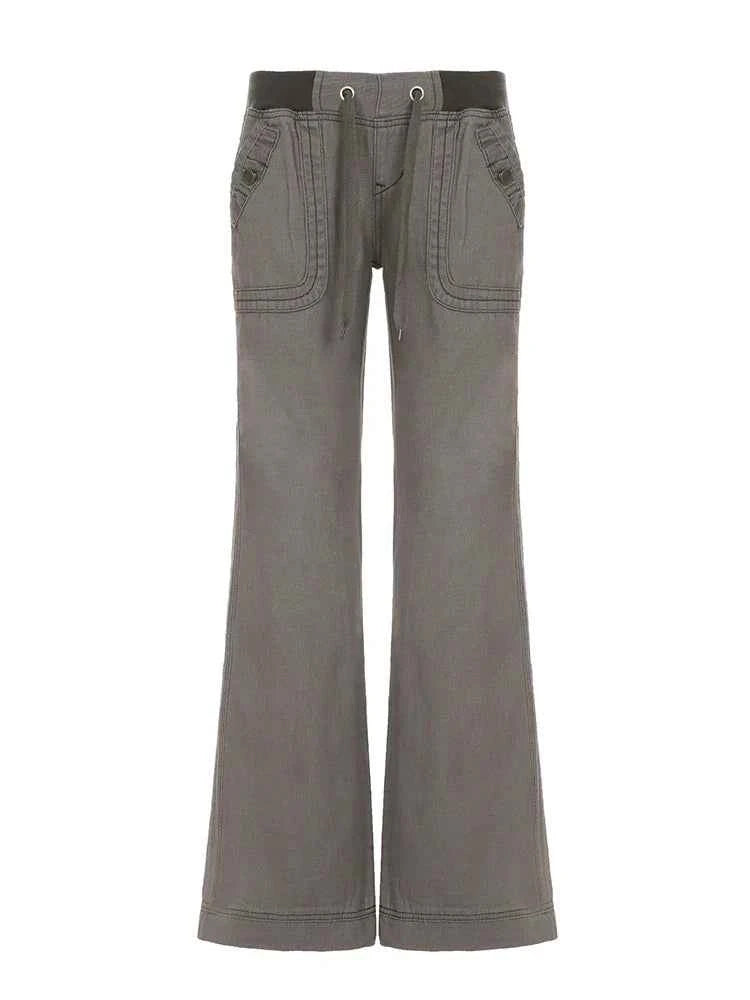 Retro Lace Up Low Rise Pants