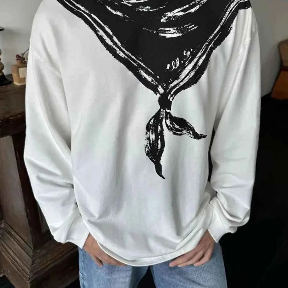 Contrast Black & White Fake Scarf T-Shirt