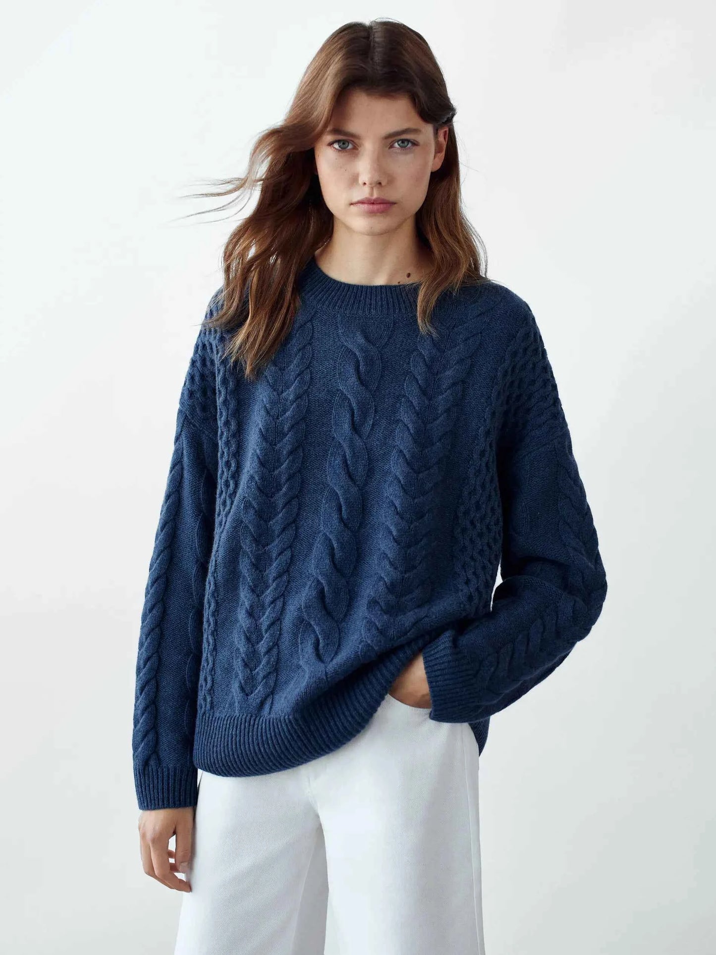 Women Classic Blue Ethereal Striped Sweater