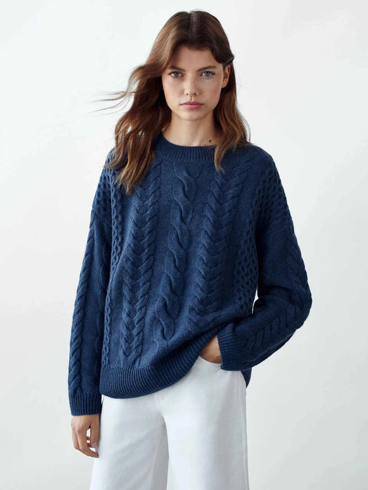 Women Classic Blue Ethereal Striped Sweater