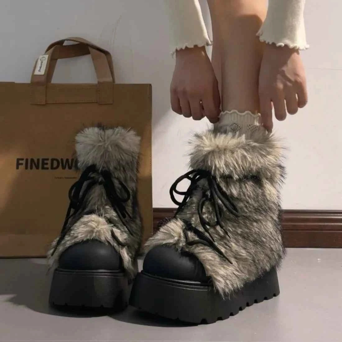 Winter Retro Trendy Hairy Snow Boot