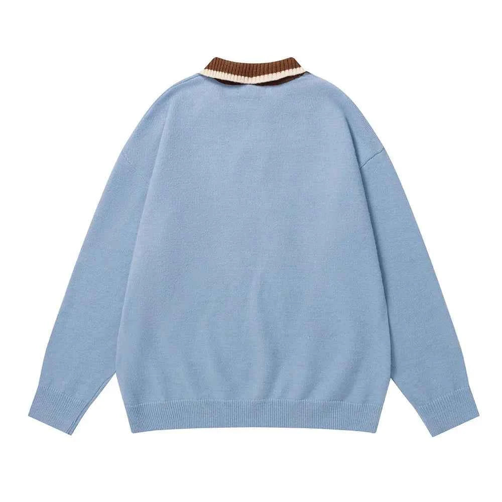 Retro Jacquard Mushroom Embroidery Sweater