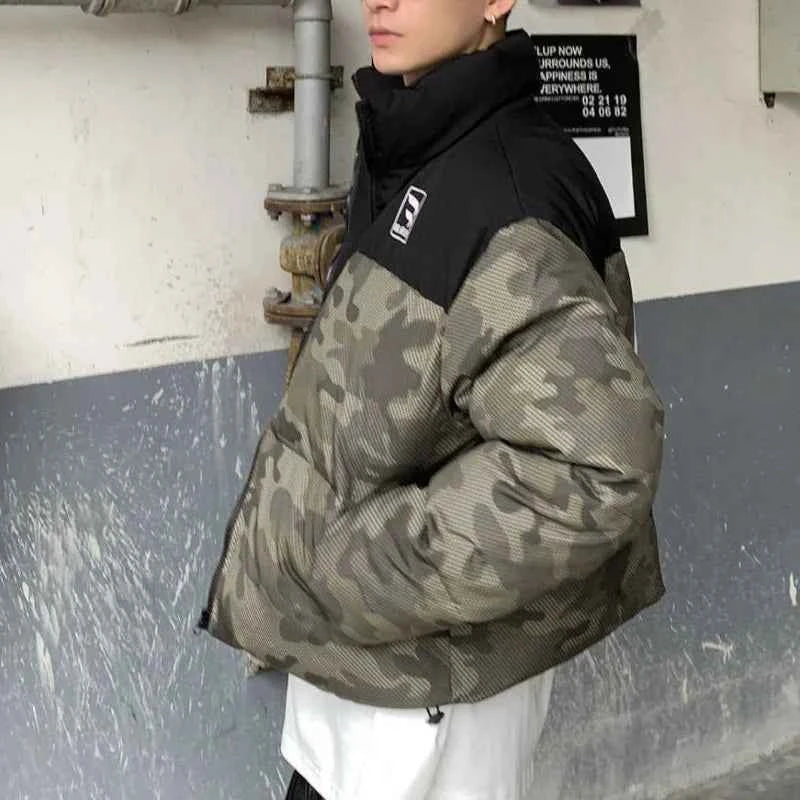 Winter Camouflage Patchwork Cotton Padded Jacket