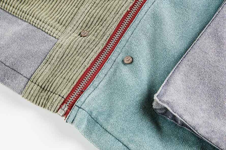 Y2K Washed Canvas Splice Corduroy Jacket