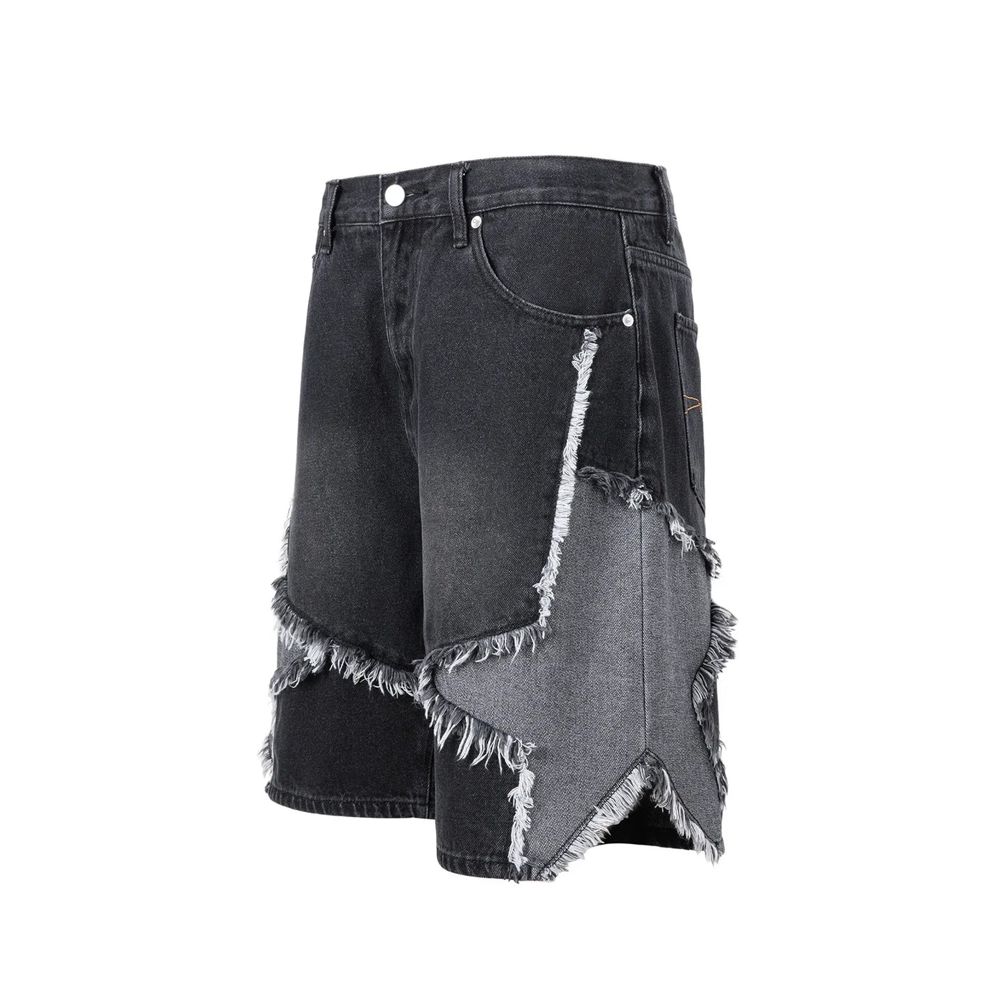 High Street Washed Stars Patchwork Baggy Jeans Shorts