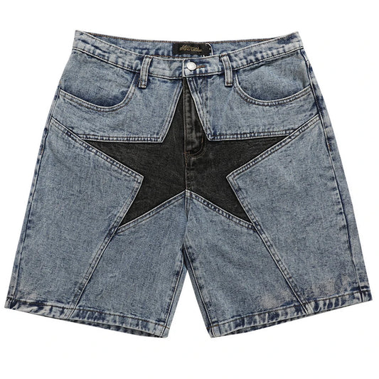Streetwear Patchwork Oversized Denim Shorts