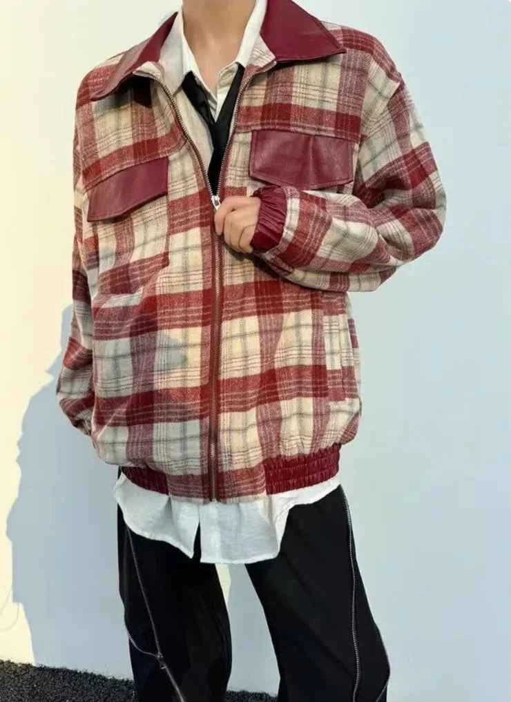 Patchwork Japanese Style Leather Jacket