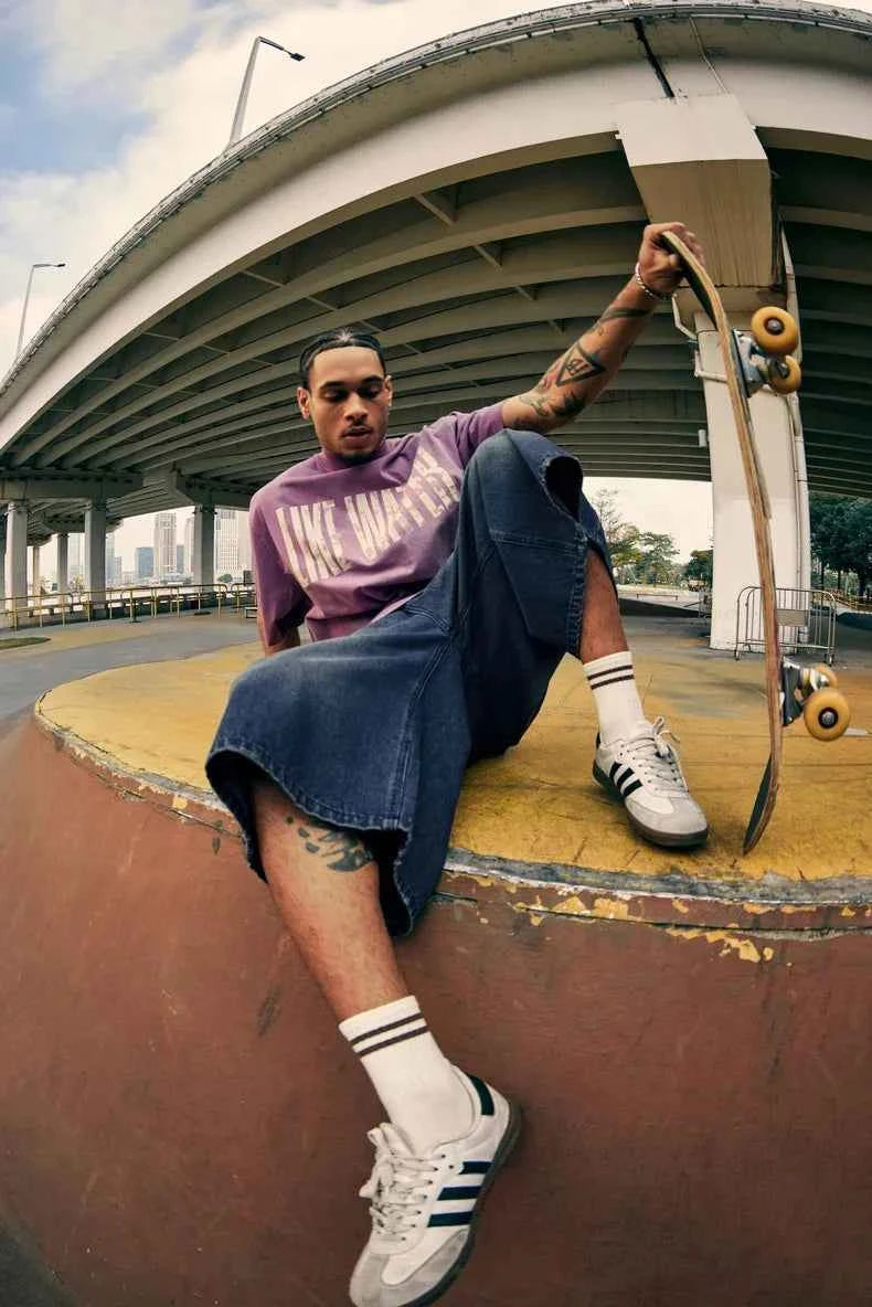 American Streetwear Two Tone Washed Denim Jorts