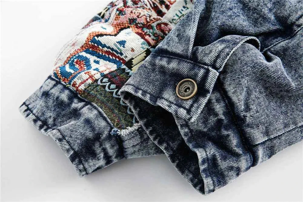 Y2K Thick Winter Patchwork Denim Jacket