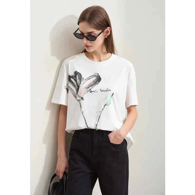 Ink Art Print Minimalist Summer T-Shirt