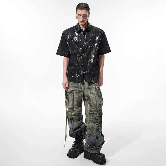 Luxury Tie Dyed Diamond Patchwork Shirt