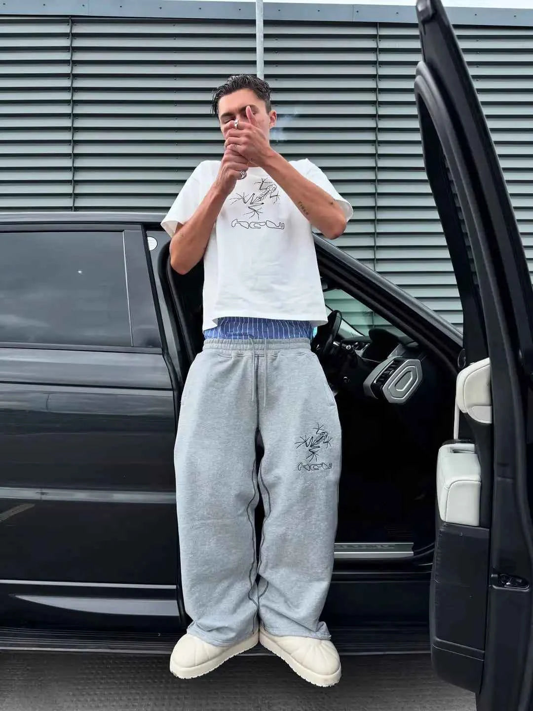 Utility Vibe Striped Trendy Wide Leg Sweatpants
