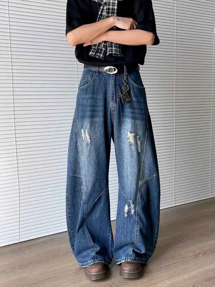 Work & Play Ripped Blue Baggy Stacked Jeans