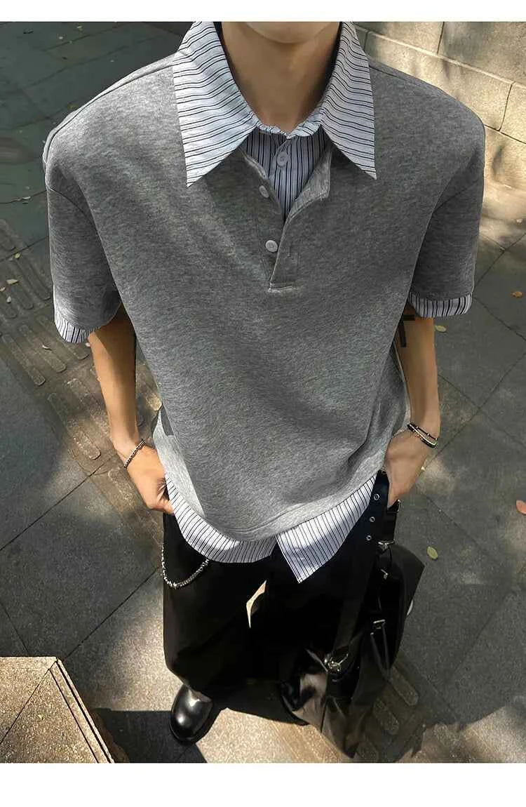 Men's Streetwear Slim Fit Striped Polo T-Shirt