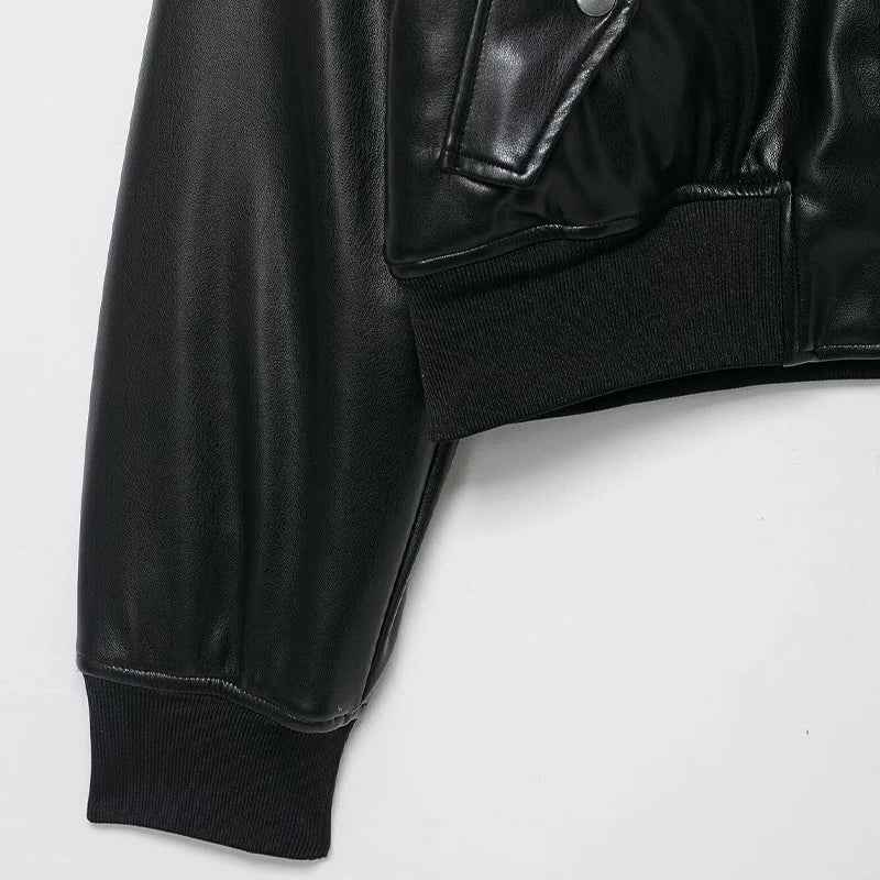 Signature Stylish Black PU Leather Zipper Jacket