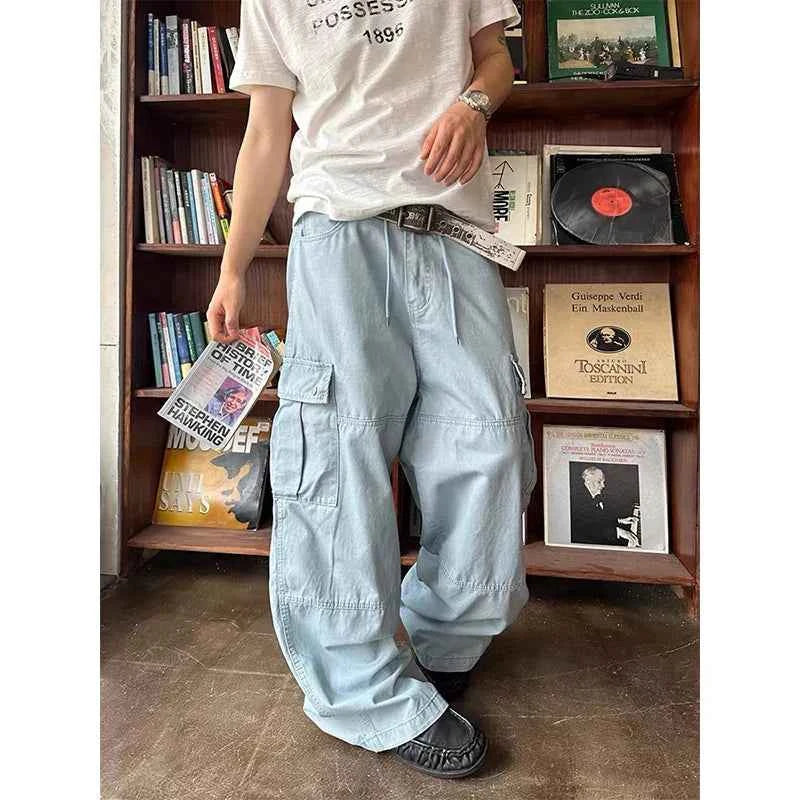 Durable Blue Vintage Y2K Wide Leg Cargo Jeans